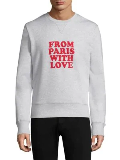 Shop Ami Alexandre Mattiussi From Paris With Love Cotton Sweatshirt In Heather Grey