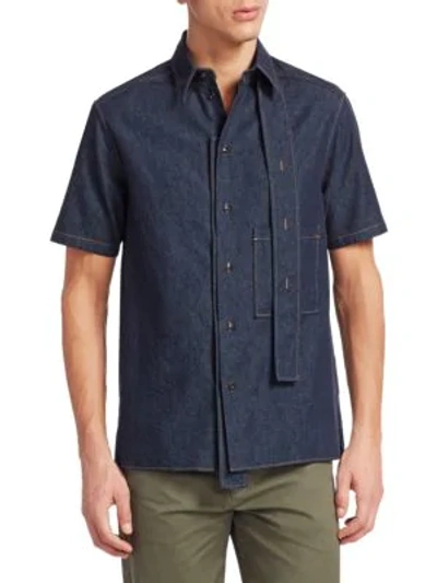 Shop Valentino Denim Runway Shirt In Navy