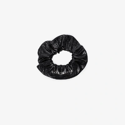 Shop Balenciaga Black Chouchou Leather Scrunchy