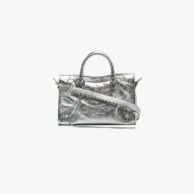 Shop Balenciaga Silver Classic City Small Leather Tote Bag In Metallic