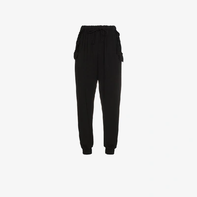 Shop Simone Rocha Scallop Frill Track Pants In Black