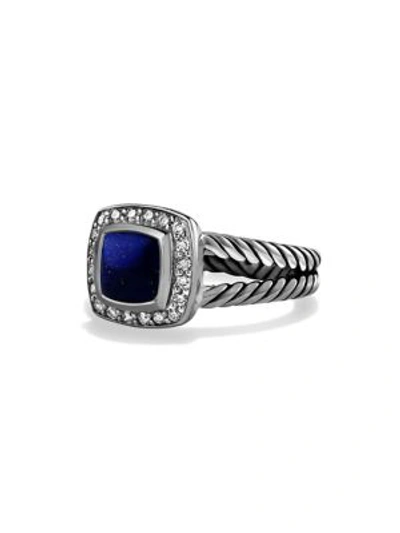 Shop David Yurman Petite Albion Ring With Gemstone And Diamonds In Lapis Lazuli