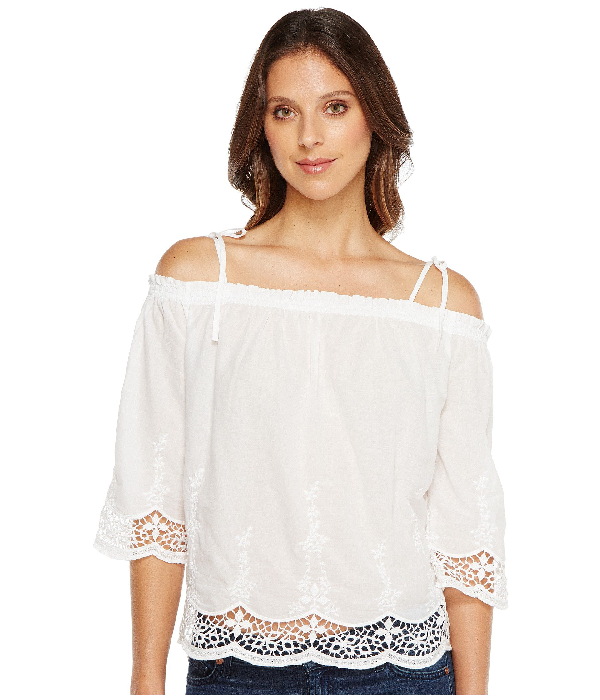 lucky brand white eyelet top