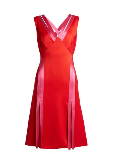 Versace Contrast-trim Crepe Dress In Lava-red | ModeSens