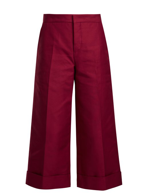 burgundy cropped trousers