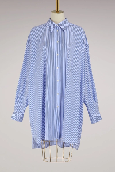 Shop Maison Margiela Striped Shirt Dress In White/blue