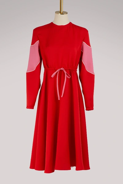 Shop Valentino Bicolour Long Dress In Red