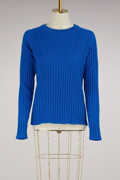 Shop Ami Alexandre Mattiussi Ribbed Sweater In Bleu Roi