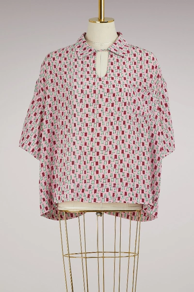 Shop Marni Polo Neck Blouse In Cinder Rose