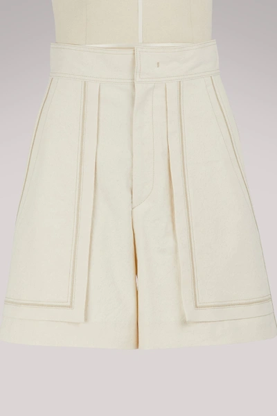 Shop Isabel Marant Lucky Cotton Shorts In Ecru