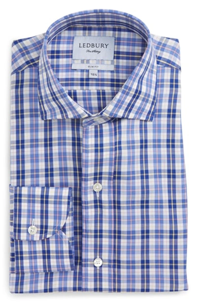 Shop Ledbury Slim Fit Check Dress Shirt In Blue
