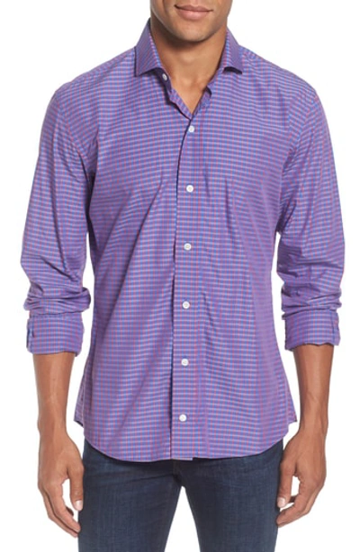 Shop Ledbury Alden Slim Fit Check Sport Shirt In Wine