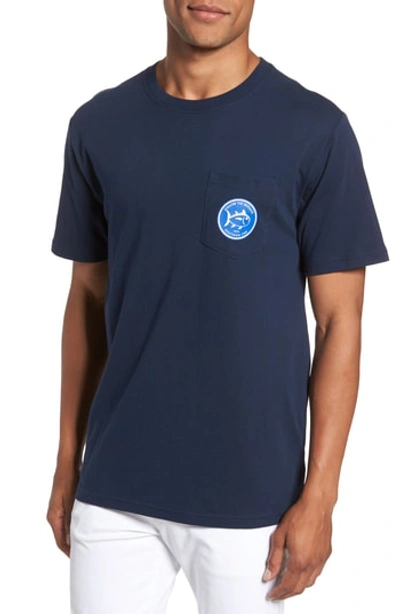 Shop Southern Tide Classic Fit Quarters Master T-shirt In True Navy