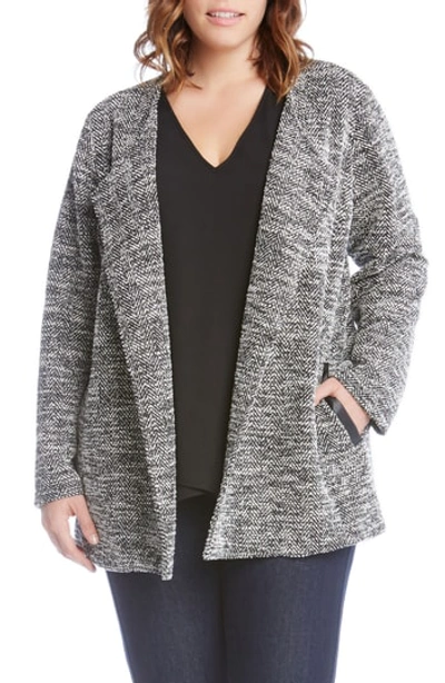 Shop Karen Kane Lightweight Tweed Knit Jacket In Black