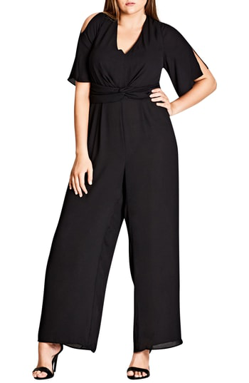 City Chic Trendy Plus Size Cutout-back Jumpsuit In Black | ModeSens
