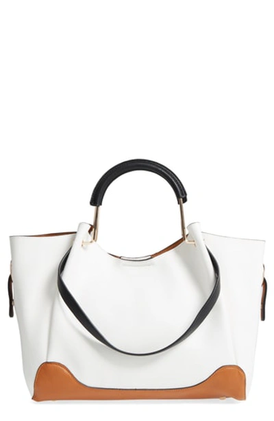 Shop Sondra Roberts Faux Leather Tote & Canvas Pouch - Beige In White