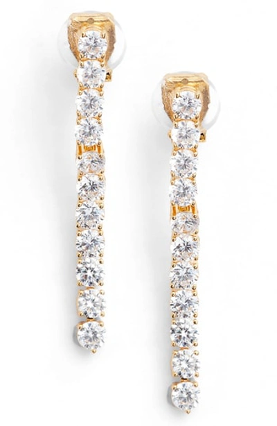Shop Nadri Cubic Zirconia Linear Drop Earrings In Gold