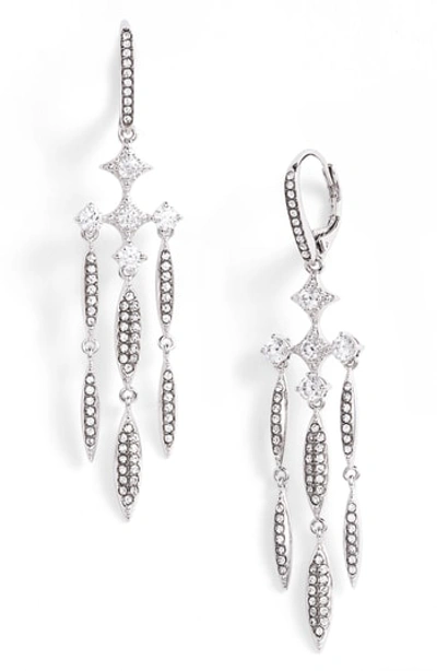 Shop Nadri Cardamom Chandelier Earrings In Black / Silver
