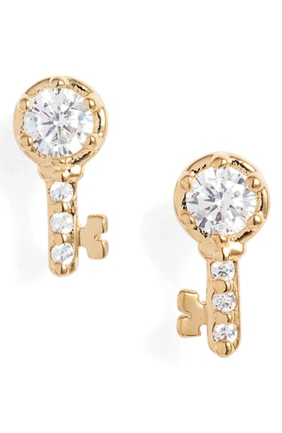 Shop Nadri Reminisce Cubic Zirconia Key Stud Earrings In Gold