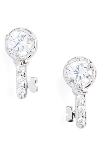 Shop Nadri Reminisce Cubic Zirconia Key Stud Earrings In Silver