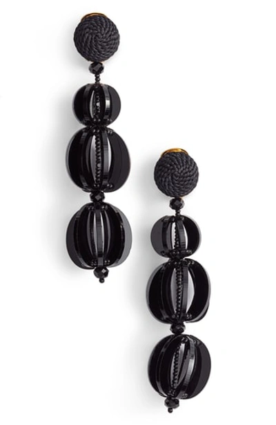 Shop Oscar De La Renta Beaded Drop Earrings In Black