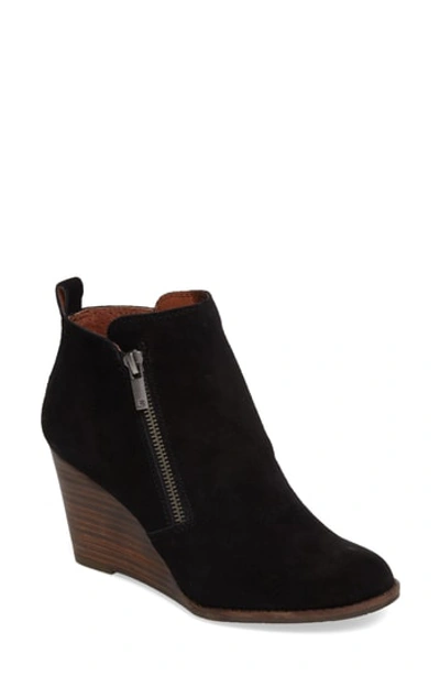 Shop Lucky Brand Yesterr Wedge Bootie In Black Suede