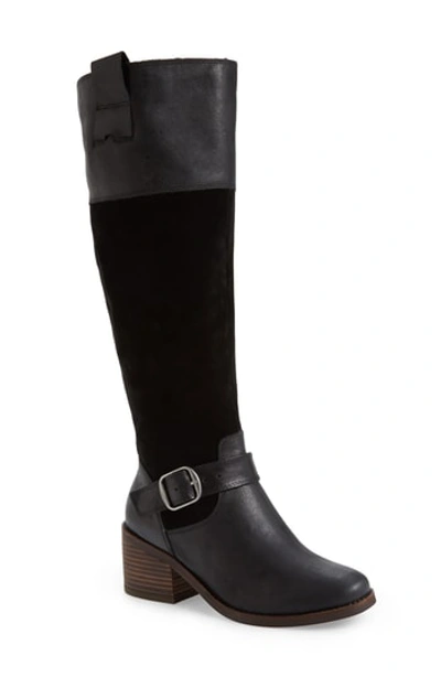Shop Lucky Brand Kailan Ankle Strap Tall Boot In Black Leather