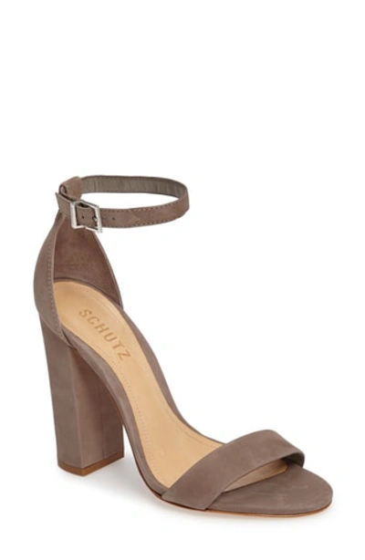 Shop Schutz Enida Sandal In Mouse Nubuck Leather