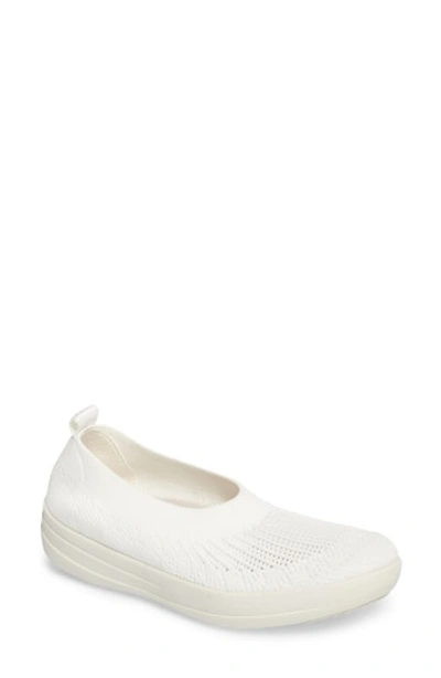 Shop Fitflop Uberknit Slip-on Sneaker In White Fabric