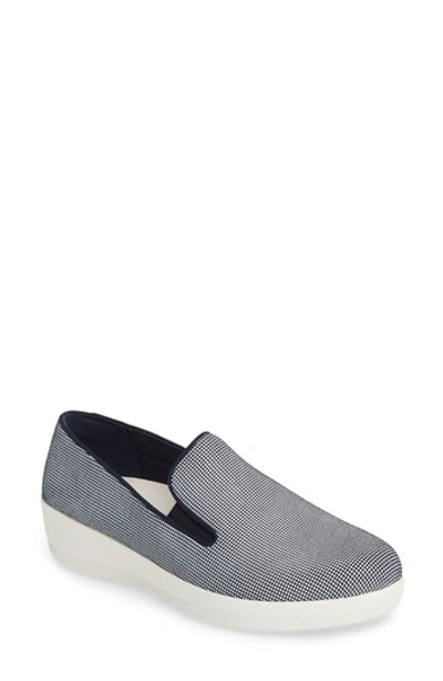 Shop Fitflop Houndstooth Superskate Sneaker In Midnight Navy Fabric