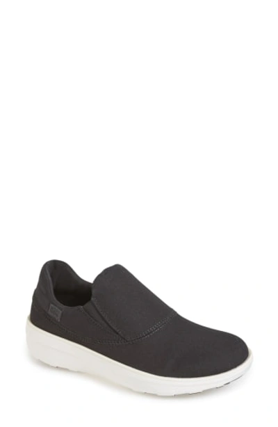 Shop Fitflop Loaff Slip-on Sneaker In Black/ Black Fabric