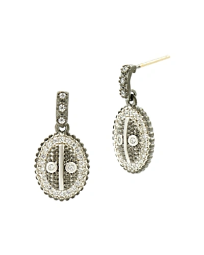 Shop Freida Rothman Pave Oval Drop Earrings In Black Multi