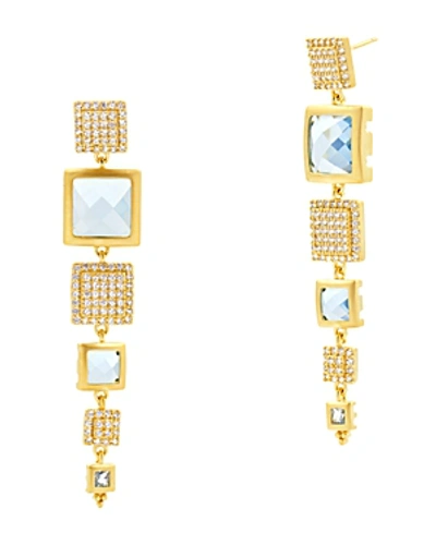 Shop Freida Rothman Frieda Rothman Ocean Azure Line Earrings In Gold