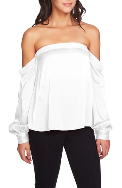 Shop 1.state Off The Shoulder Satin Top In Antique White