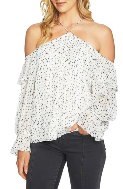 Shop 1.state Ruffle Cold Shoulder Top In Antique White