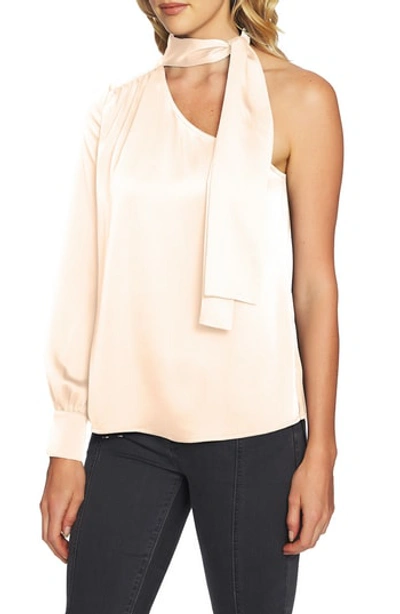 Shop 1.state Tie Neck One-shoulder Top In Blush Frost