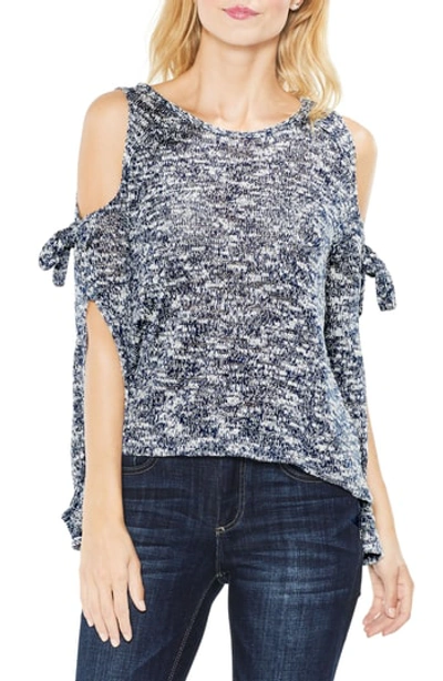 Shop Two By Vince Camuto Split Sleeve Cold Shoulder Top In Indigo Heather