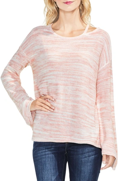Shop Two By Vince Camuto Drop Shoulder Space Dye Sweater In Light Rosewood