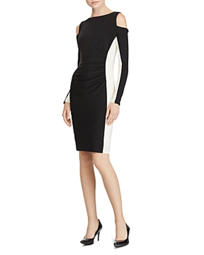 Shop Ralph Lauren Lauren  Cold-shoulder Dress In Black/lauren White