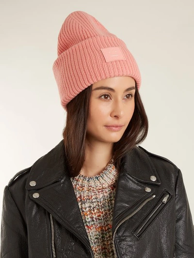 Acne Studios Ssense Exclusive Pink Wool Patch Beanie In Light Pink |  ModeSens