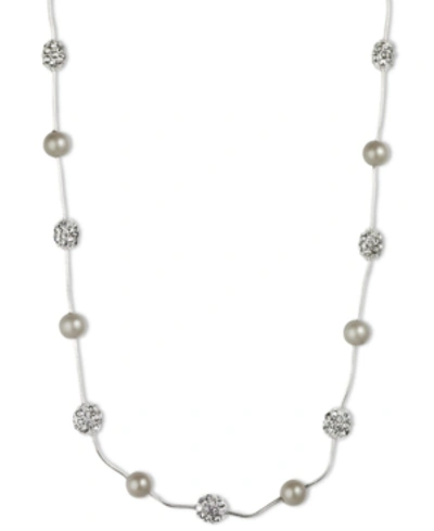Shop Anne Klein Silver-tone Crystal Imitation Pearl Strand Necklace