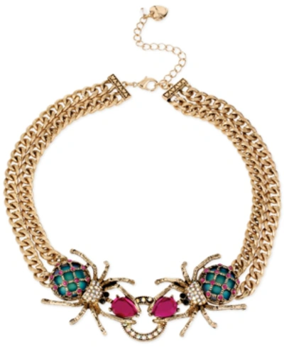 Shop Betsey Johnson Gold-tone Spider Frontal Necklace
