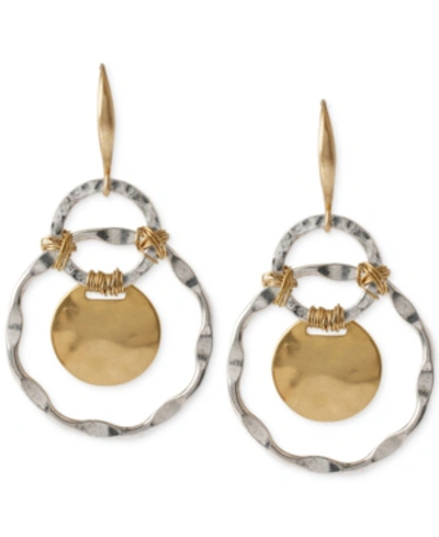 Shop Robert Lee Morris Soho Two-tone Wire-wrapped Orbital Circle Drop Earrings In Two Tone