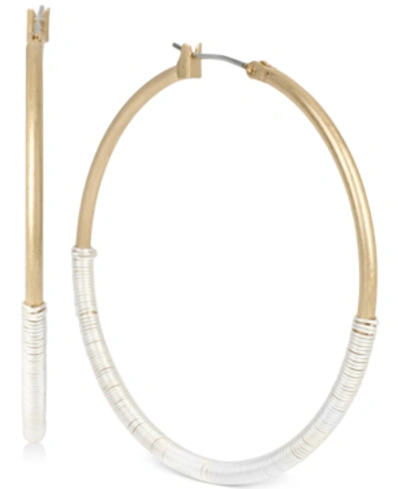 Shop Robert Lee Morris Soho Large Two-tone Wrapped Hoop Earrings In Silver