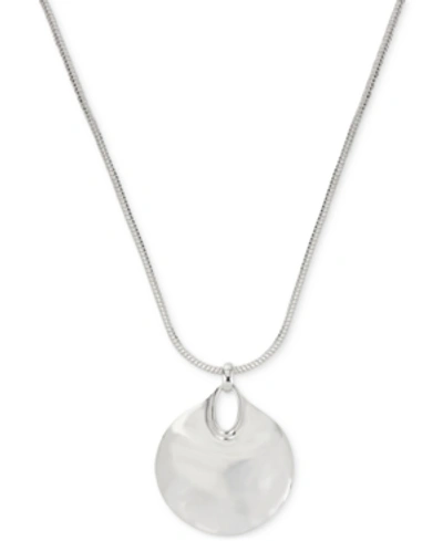 Shop Robert Lee Morris Soho Silver-tone Hammered Disc Pendant Necklace