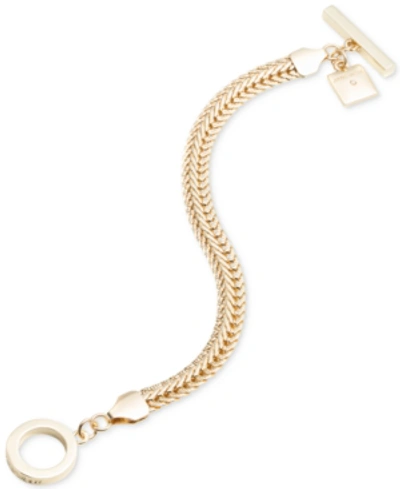 Shop Anne Klein Gold-tone Flat Chain Toggle Bracelet