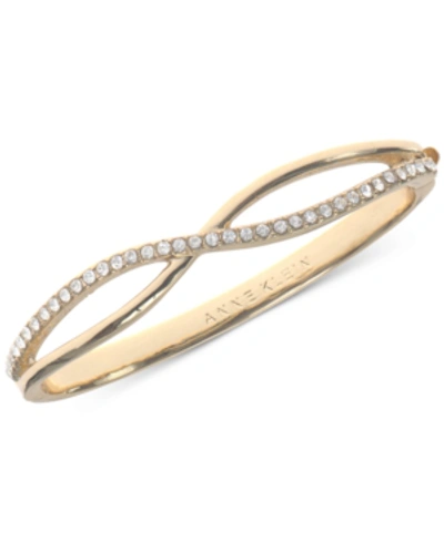 Shop Anne Klein Crystal Crisscross Bangle Bracelet, Created For Macy's In Gold