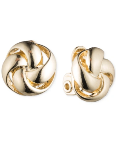 Shop Anne Klein Knot E-z Comfort Clip-on Earrings In Gold