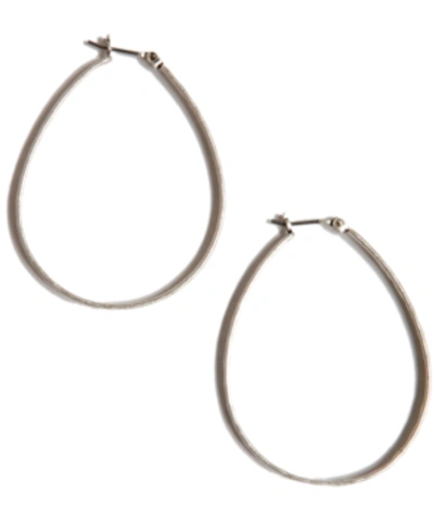 Shop Lucky Brand Earrings, Medium 1-3/4" Oblong Hoop In Silver