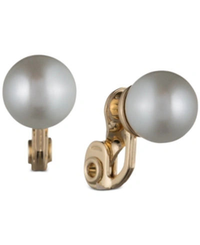 Shop Anne Klein Gold-tone 10mm Imitation Pearl Stud Ez Comfort Clip Earnings